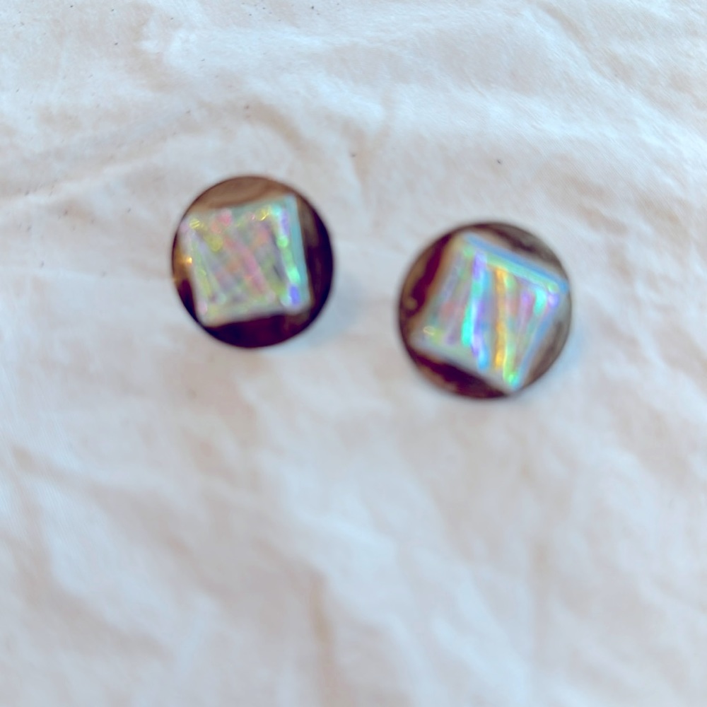Multicolor pierced sterling silver earrings
